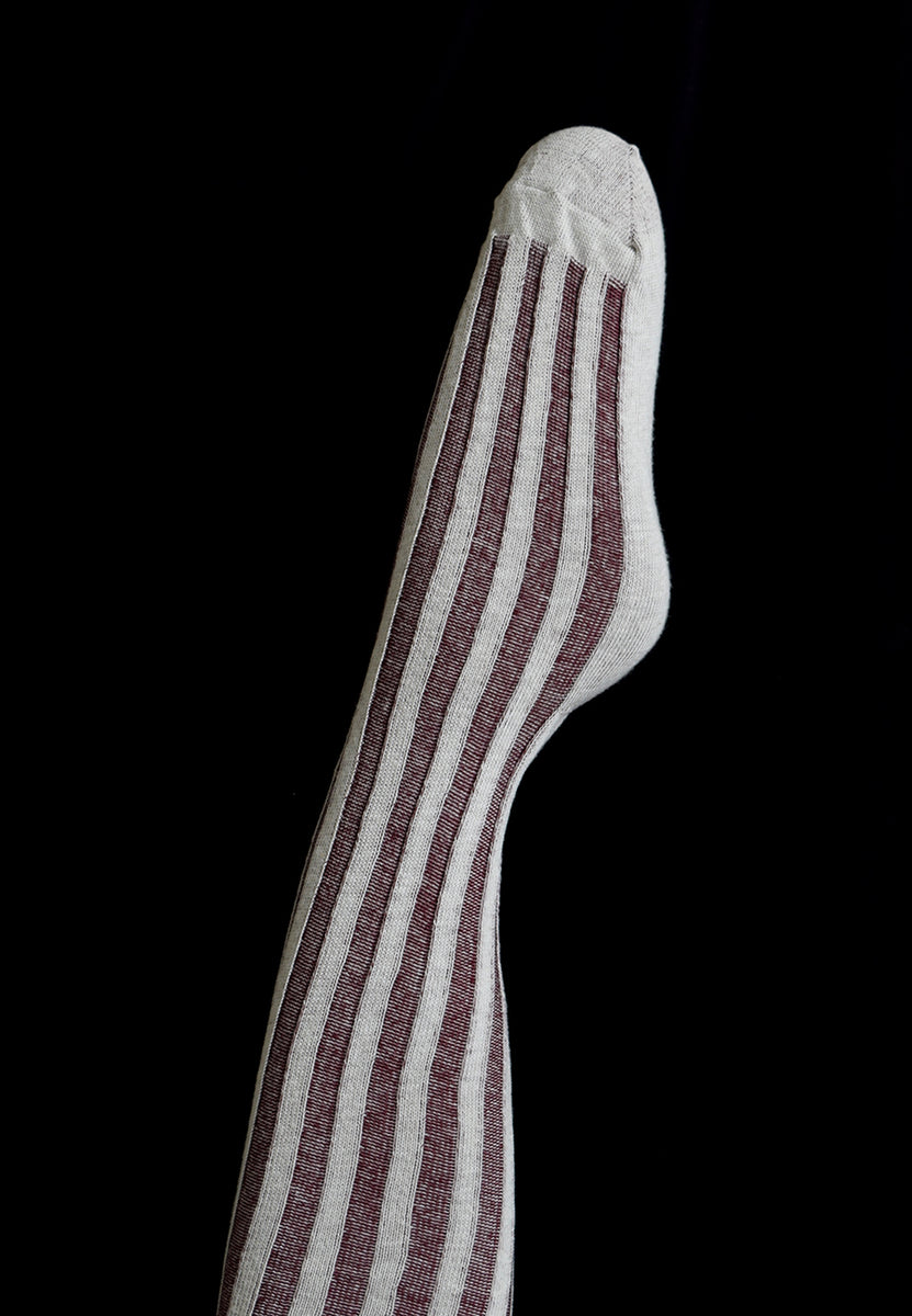 90% Cotton, Vertical Striped Stockings [25-06] - $16.25