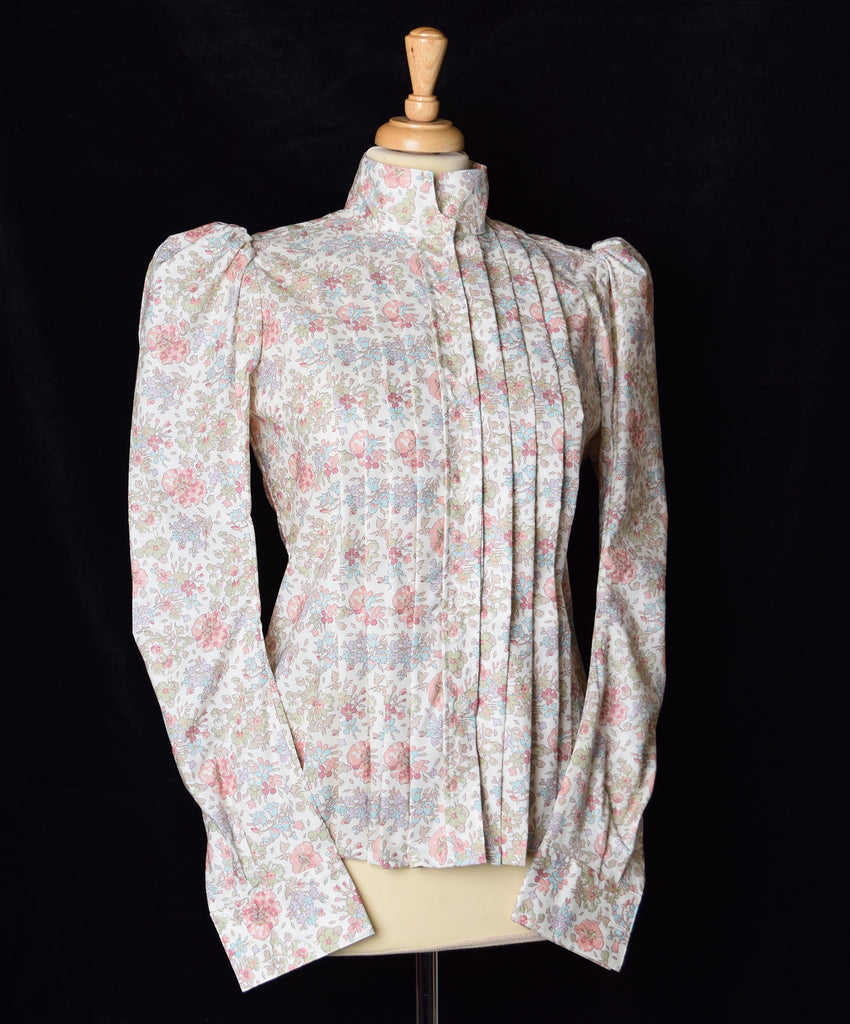 Ladies Victorian Blouse Liberty Print  Pastel Floral Gardens - BL002