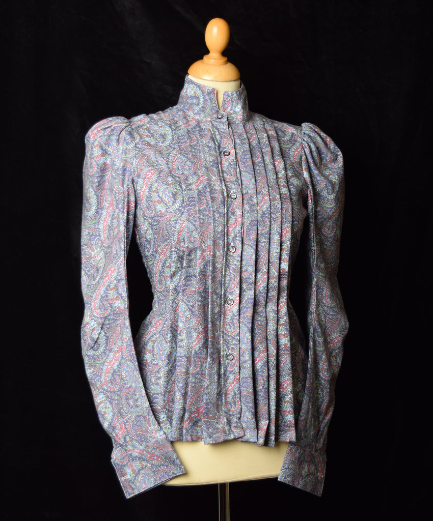 Ladies Victorian Blouse Purple Paisley - BL002