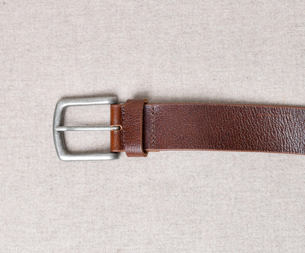 Oxford Leather Belts (BR808) - Tan Textured with Silver Buckle