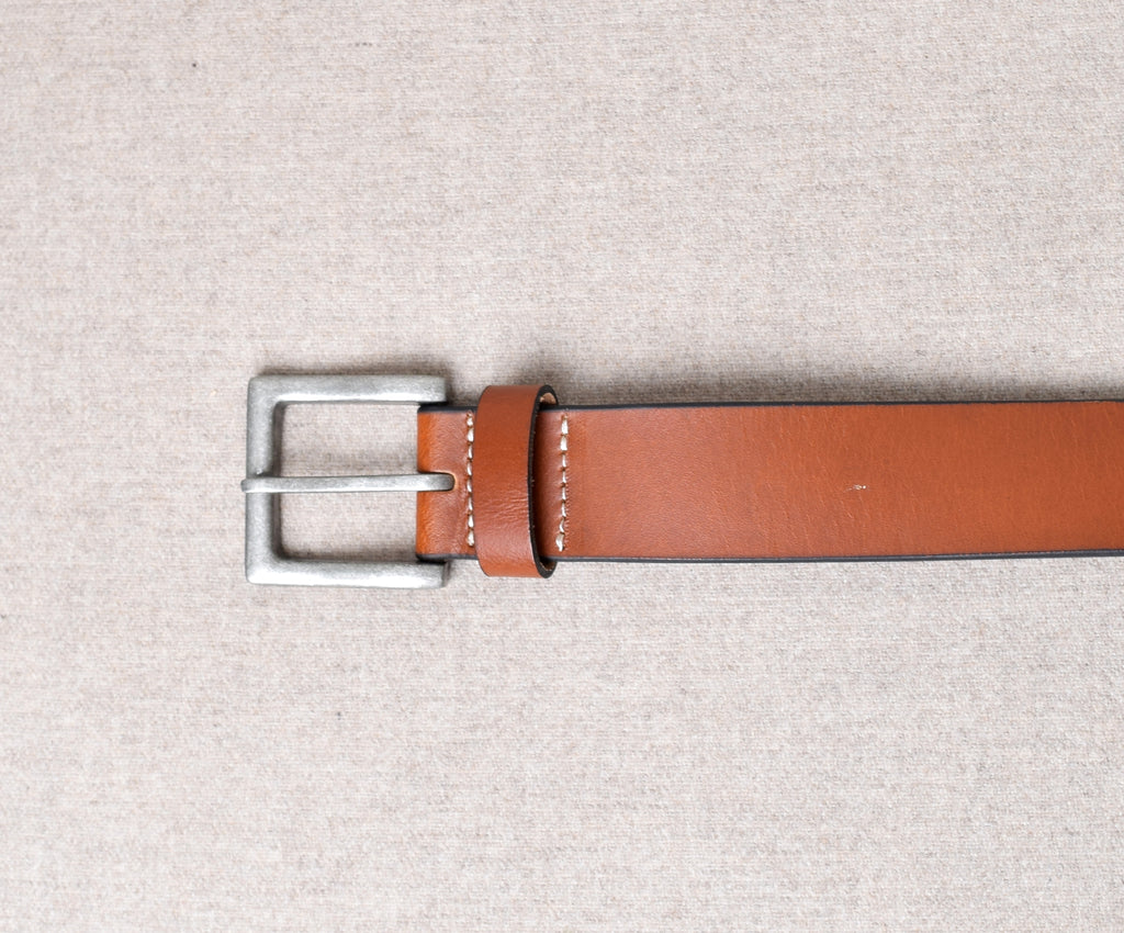 Oxford Leather Belts (BR808) - Tan Flat with Silver Buckle