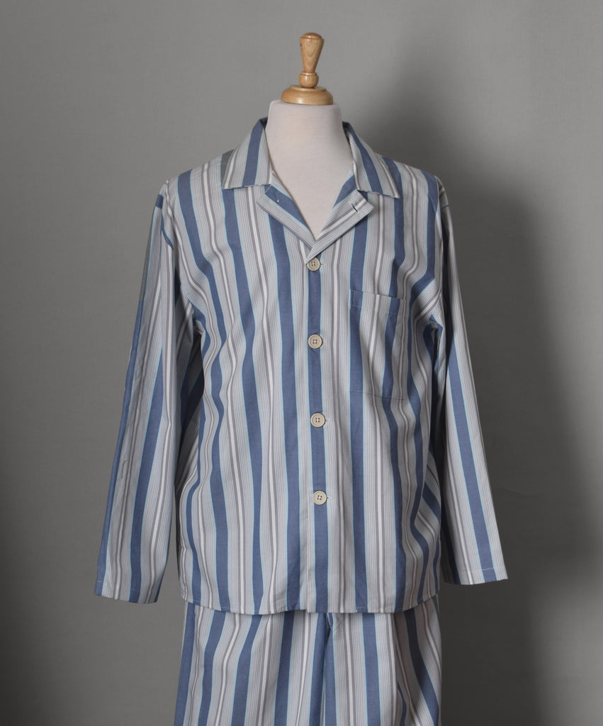 Traditional Darcy Clothing Branded Cotton Stripe Pyjamas (NW480) - Blue Turquoise