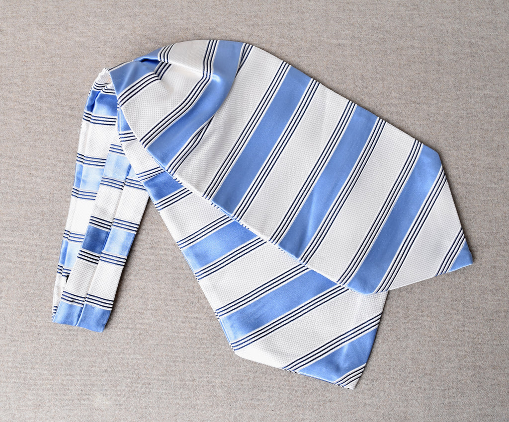 Silk Cravats (CR569) - Blue White Stripe