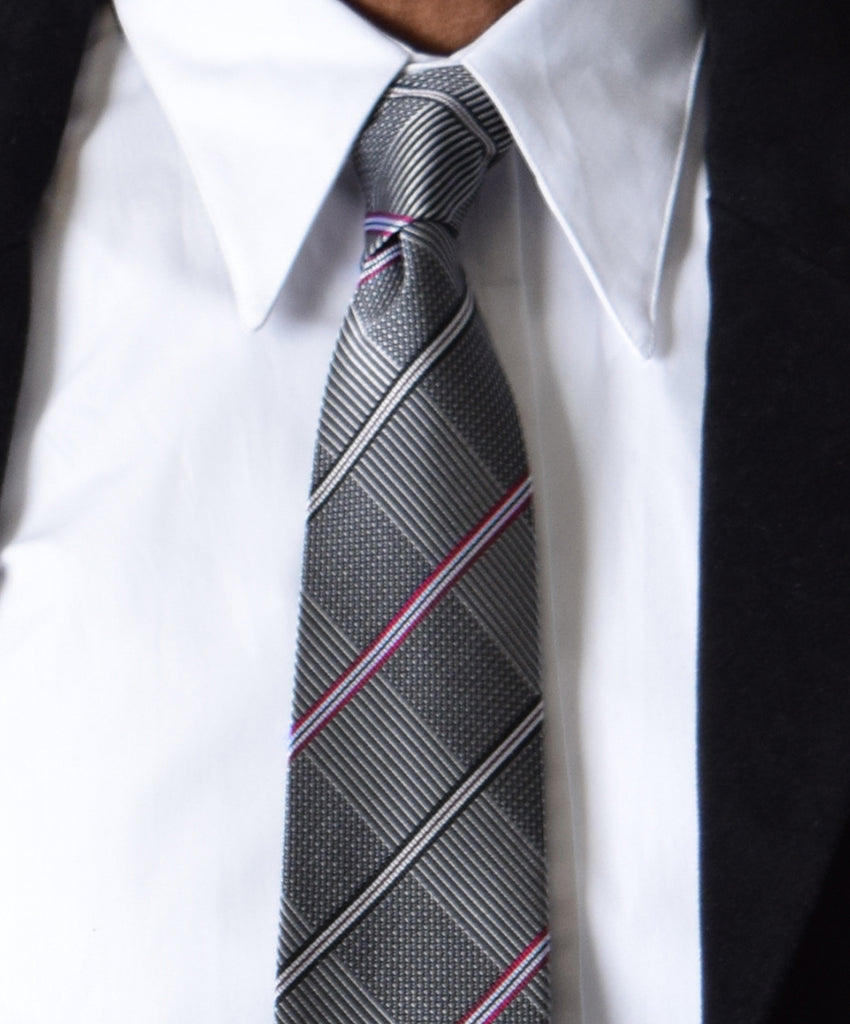 Replica Woven Silk ties (CR580) - Grey Plaid