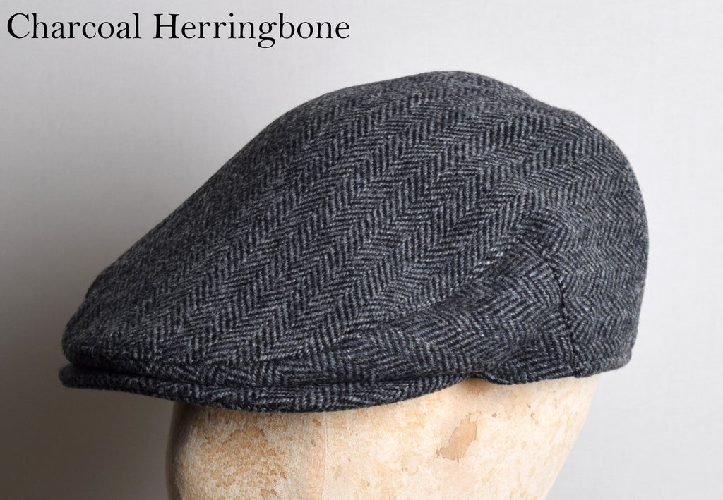 Traditional Flat Cap (HA150) - Charcoal Herringbone