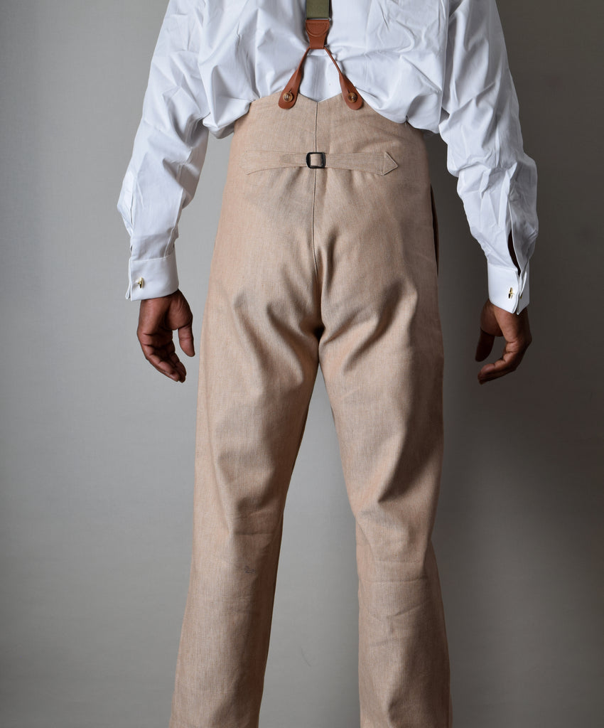 Cotton/Linen Biscuit Fishtail Back Trousers (TR450) - Back