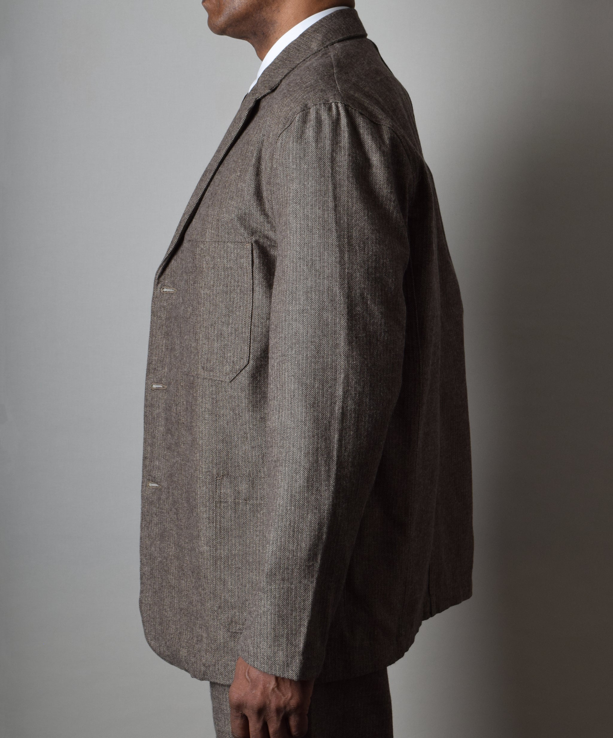 Brown Brushed Cotton Herringbone Jacket JA400 Darcy Clothing