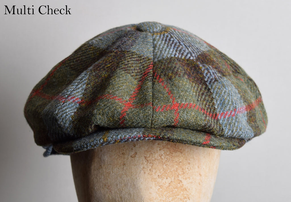 Harris Tweed Traditional Eight Piece Cap (HA154) - Multi Check