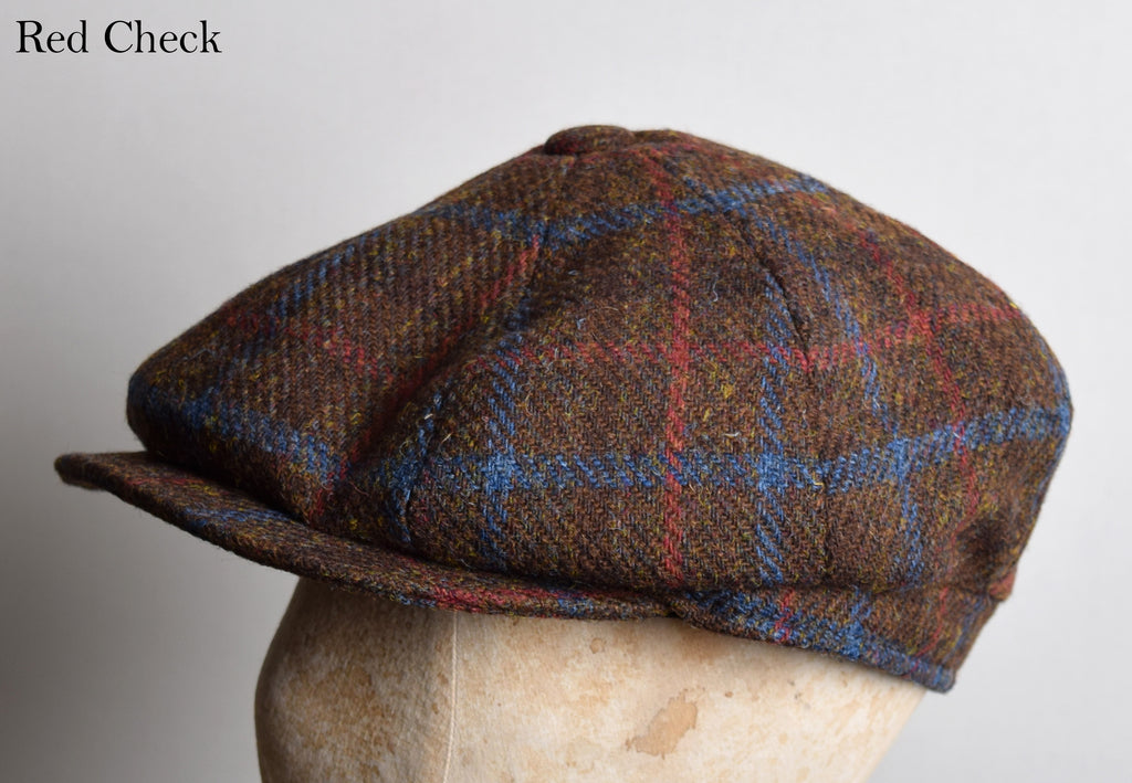 Harris Tweed Traditional Eight Piece Cap (HA154) -Red Check