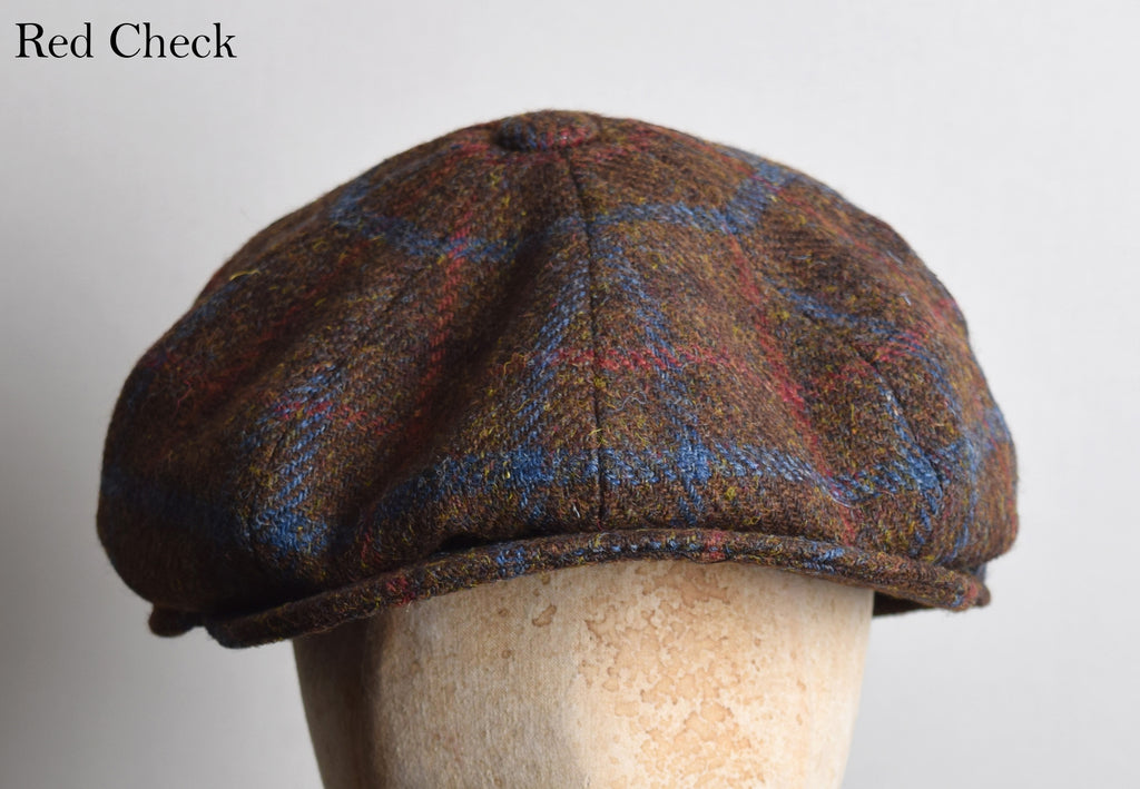 Harris Tweed Traditional Eight Piece Cap (HA154) - Red Check