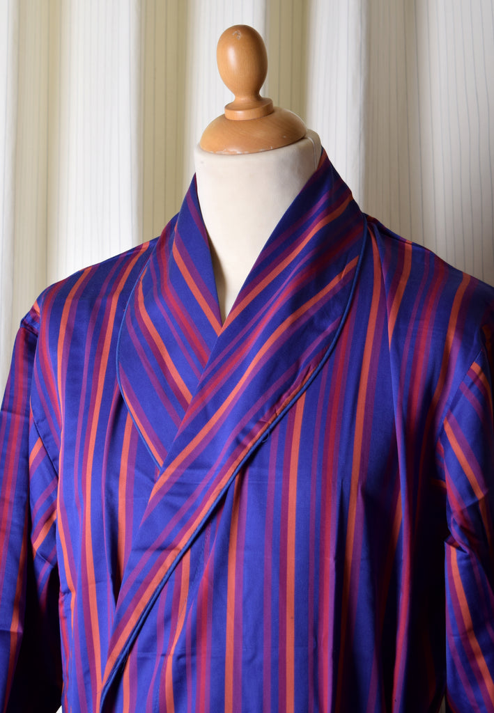 Traditional Cotton Striped Dressing Gown (NW435) - Blue Flame