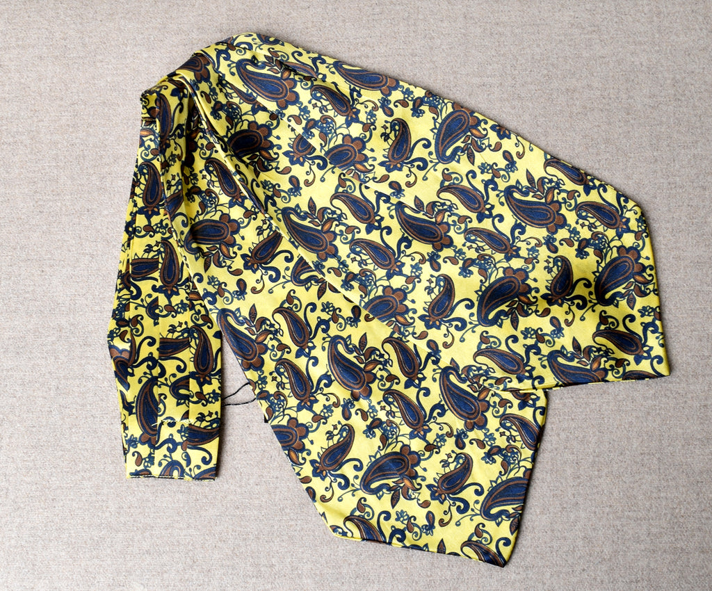 Silk Cravats (CR569) - Yellow/Brown Paisley