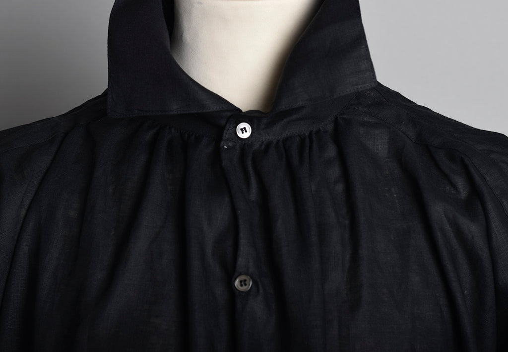 Square Cut Black Linen C18th Period Shirt (SH119)