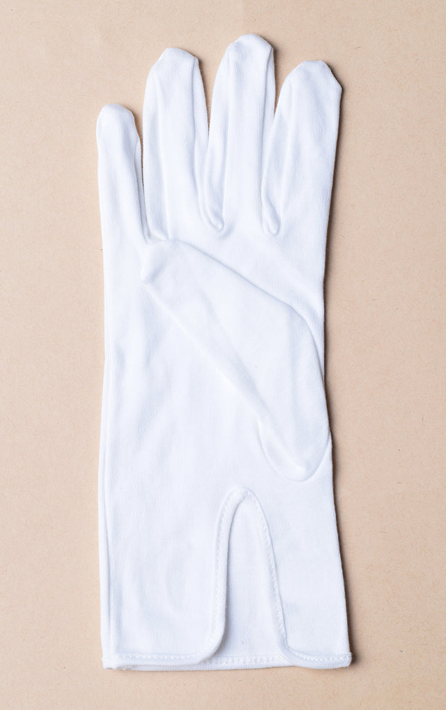 Cotton Gloves with Button Fastening - White (GL600)