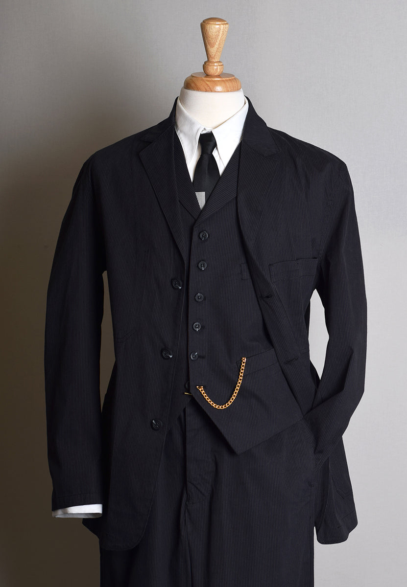 Black Pinstripe Cotton Jacket (JA330) - Darcy Clothing