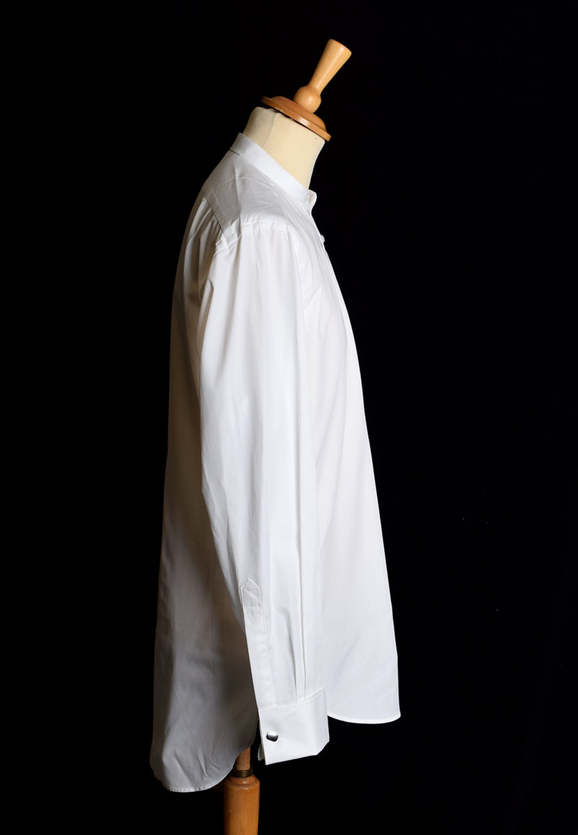 Collarless White Poplin Barrister Tunic Shirt – Darcy Clothing