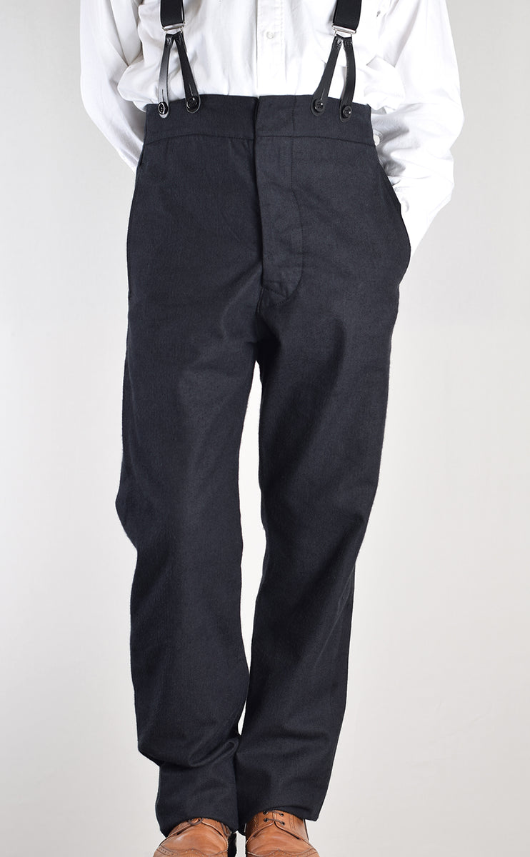 Ebony Black Brushed Cotton Herringbone Trousers (TR350) – Darcy Clothing