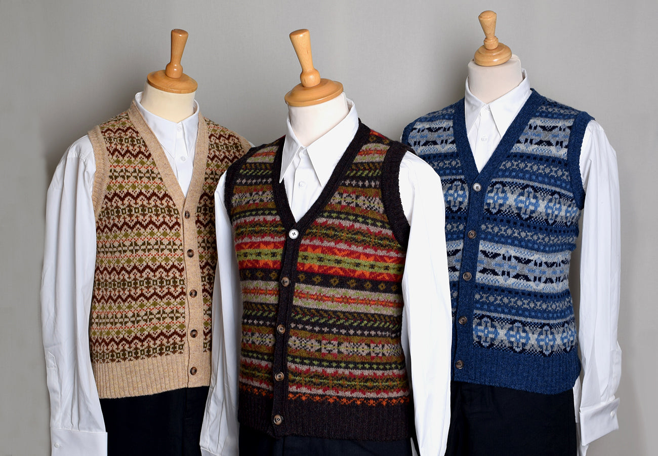 Mens fair isle sleeveless jumper best sale